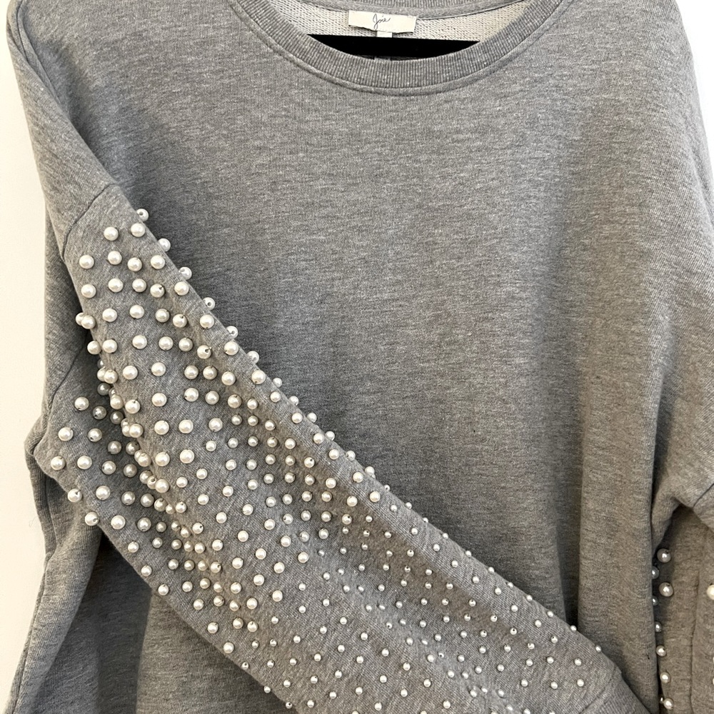 Joie pearl-detail sweatshirt, grey, size large